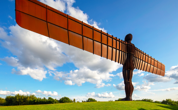 The Angel of the North sculpture by Anthony Gormley in the sunshine